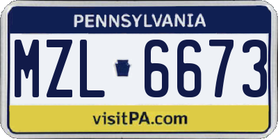 PA license plate MZL6673