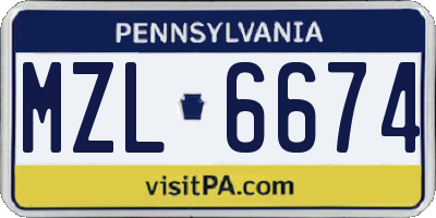PA license plate MZL6674