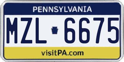 PA license plate MZL6675