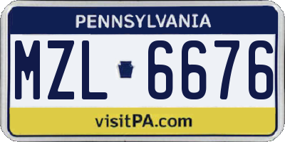 PA license plate MZL6676
