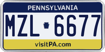 PA license plate MZL6677