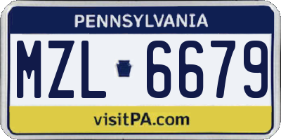 PA license plate MZL6679