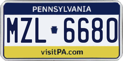 PA license plate MZL6680