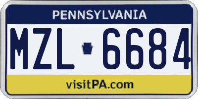 PA license plate MZL6684