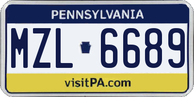 PA license plate MZL6689