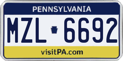 PA license plate MZL6692