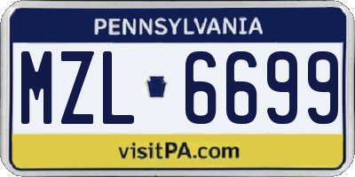 PA license plate MZL6699