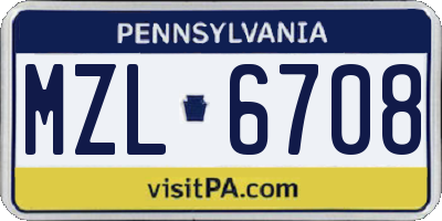 PA license plate MZL6708