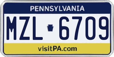 PA license plate MZL6709