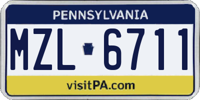 PA license plate MZL6711