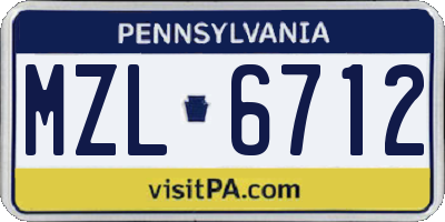 PA license plate MZL6712
