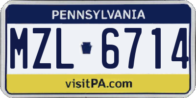 PA license plate MZL6714