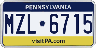 PA license plate MZL6715