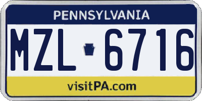 PA license plate MZL6716