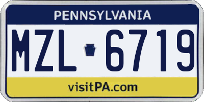 PA license plate MZL6719