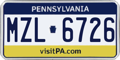 PA license plate MZL6726