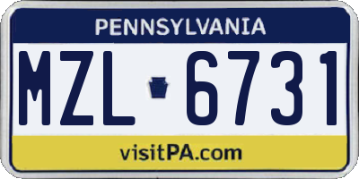 PA license plate MZL6731
