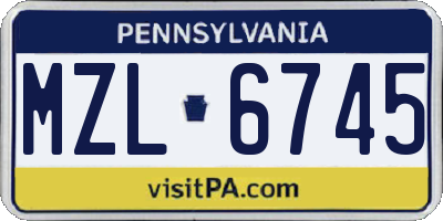PA license plate MZL6745