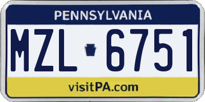 PA license plate MZL6751