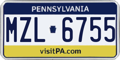 PA license plate MZL6755