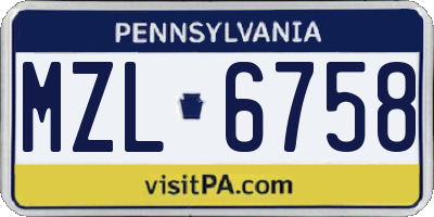 PA license plate MZL6758