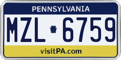 PA license plate MZL6759