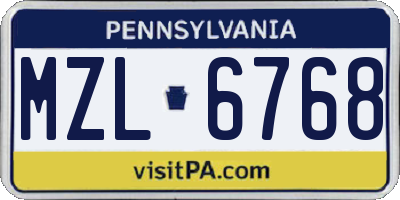 PA license plate MZL6768