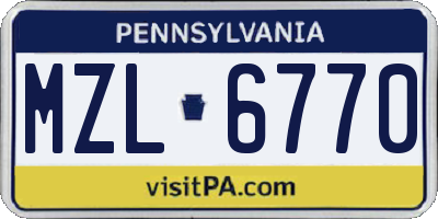 PA license plate MZL6770