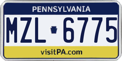 PA license plate MZL6775