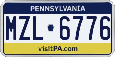 PA license plate MZL6776