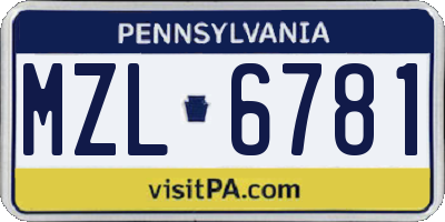 PA license plate MZL6781