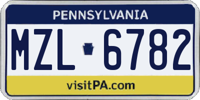 PA license plate MZL6782