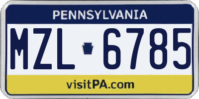 PA license plate MZL6785