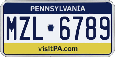 PA license plate MZL6789