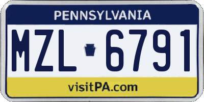 PA license plate MZL6791