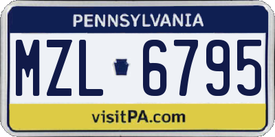 PA license plate MZL6795