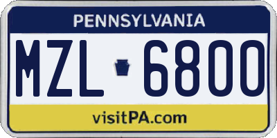 PA license plate MZL6800