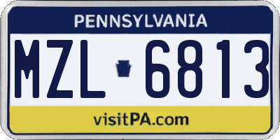 PA license plate MZL6813