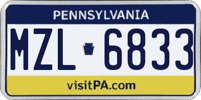 PA license plate MZL6833