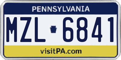 PA license plate MZL6841