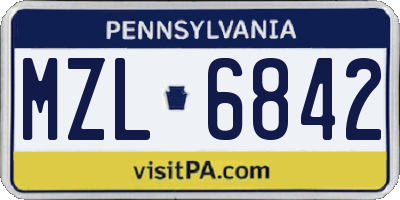PA license plate MZL6842