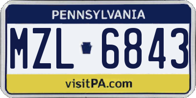 PA license plate MZL6843