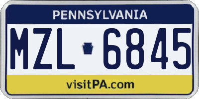 PA license plate MZL6845