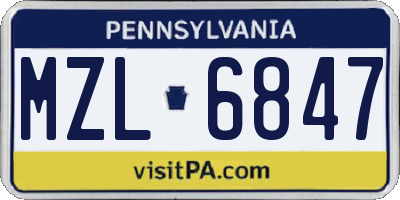 PA license plate MZL6847