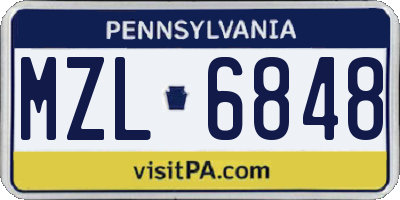 PA license plate MZL6848