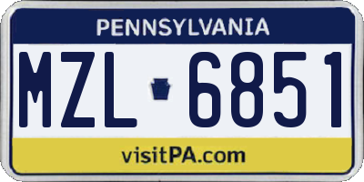 PA license plate MZL6851