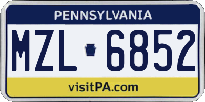 PA license plate MZL6852