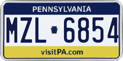 PA license plate MZL6854