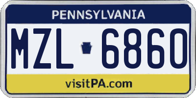 PA license plate MZL6860