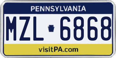 PA license plate MZL6868